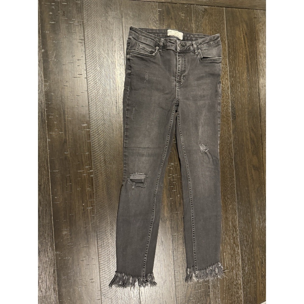 Free People Distressed Frayed Womens Black Jeans Sz 27 Great Heights Skinny